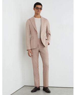 Reiss Tailored Fit Virgin Wool Suit Pants - Natural