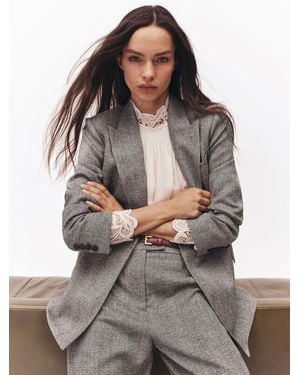 Reiss Double-Breasted Textured Suit Blazer - Gray