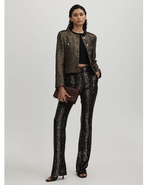 Halston Striped Sequin Pants - Black
