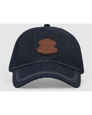 Reiss Meldon - Mid Blue Monogram-patch Denim Baseball Cap, One