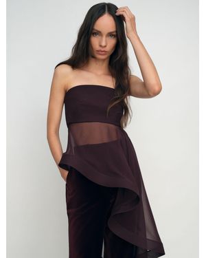Reiss Silk Asymmetric-Ruffle Bandeau Top - Black