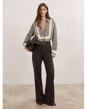 Reiss Tile-Print Bib Shirt - Natural