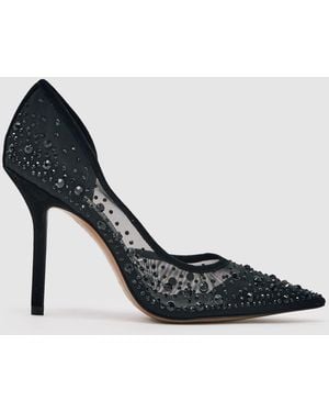Reiss Crystal-Embellished Mesh Court Shoes - Black