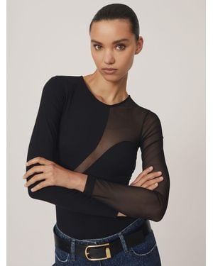 Reiss Mesh Panel Bodysuit - Black