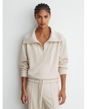 Reiss Layla - Ivory Lyocell-wool Half-zip Sweatshirt, S (us 4-6) - White