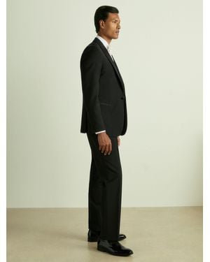 Reiss Poker - Black Satin Stripe Modern Fit Tuxedo Pants