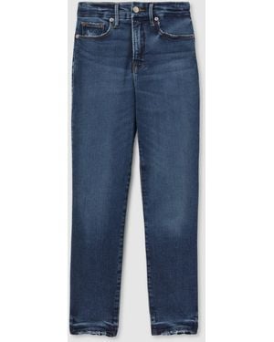 GOOD AMERICAN Mid Rise Raw Hem Skinny Jeans - Blue