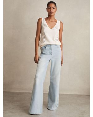 Reiss Stretch-Cotton Wide-Leg Jeans - Natural