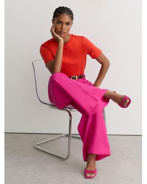 Reiss Yasmin - Pink Textured Open-toe Heeled Mules, Us 7 (uk 5)