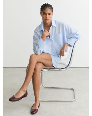 Reiss Leather Cut-Out Ballet Flats - Gray