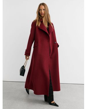 Reiss Wool-Blend Blindseam Long Coat - Red