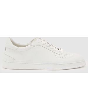 Reiss Leather Perforated-Detail Sneakers - White