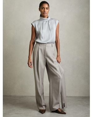 Reiss Wool-Blend Wide-Leg Suit Pants - Gray