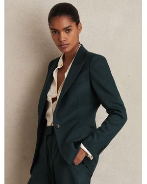 Reiss Wool-Blend Single-Breasted Suit Blazer - Blue