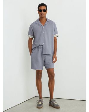 Reiss Textured Stripe Drawstring Shorts - Blue