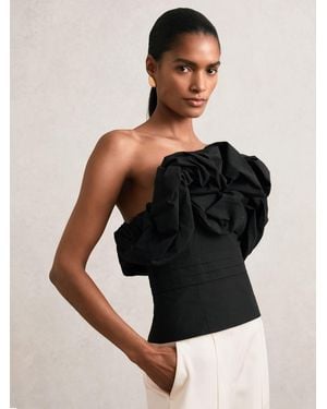 Reiss Sculptural Strapless Top - Black