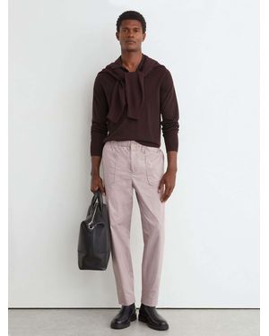 Reiss Cotton-Blend Lightweight Tapered Pants - Pink