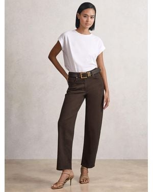 Reiss Mid Rise Straight Leg Jeans - Natural