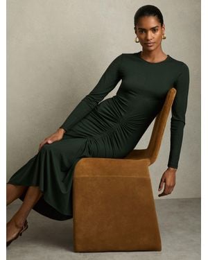 Reiss Madeline - Green Jersey Wrap-tie Midi Dress, Us 6 | Lyst