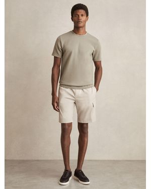 Reiss Short Drawstring Technical Cargo Shorts - Natural