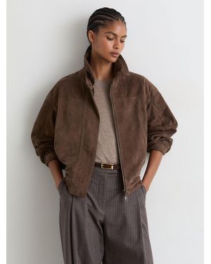 Reiss Suede Relaxed-Fit Jacket - Brown