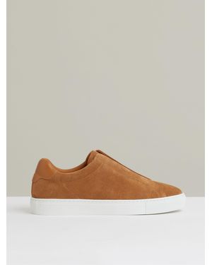 Reiss Suede Slip-On Elasticated Sneakers - Brown
