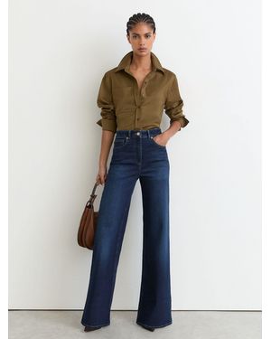 Reiss Cotton- Wide-Leg Jeans - Blue