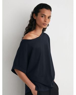 Reiss Cotton Off-Shoulder T-Shirt - Blue