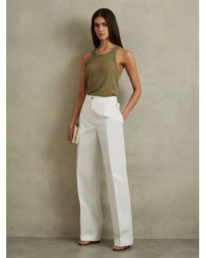 Reiss Cotton Wide Leg Suit Pants - Natural