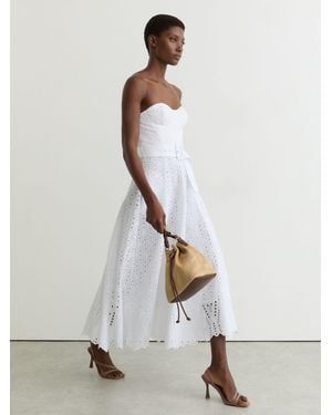 Reiss Lace Strapless Bustier Midi Dress - White