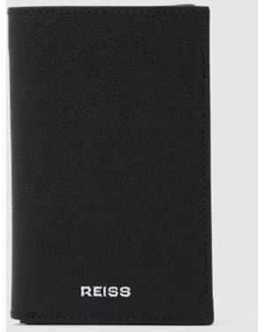 Reiss Hunter - Black Harvey Grained Leather Slim Billfold Cardholder, One - White