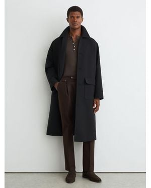 Reiss Dimmock - Chocolate Brown Cotton-blend Moleskin Tapered Pants, 28 - Black
