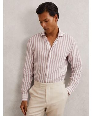 Reiss Dusty Rose & Stripe Shirt - Natural