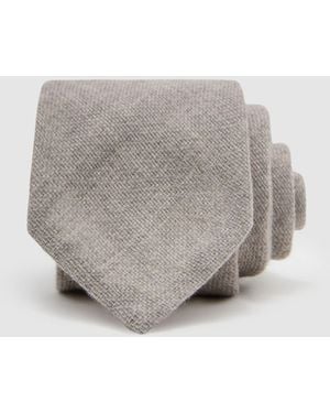 Reiss Romolo - Soft Gray Wool Woven Unlined Tie, One