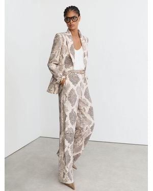 Reiss Snake-Print Flared-Leg Pants - White