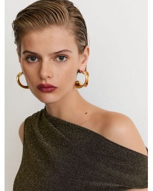 Reiss Sofia - Gold Metallic-thread Off-shoulder Top, Us 2 - Black