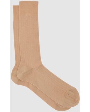Reiss Cotton-Blend Ribbed Socks, S & M - White