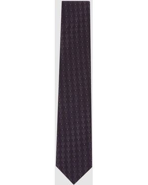 Reiss Lavoro - Midnight Purple Silk-blend Woven Tonal Diamond Tie, One - Blue
