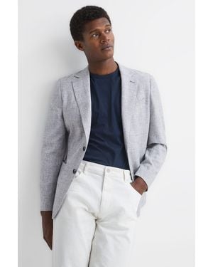 Reiss Lindhurst - Gray Single Breasted Check Blazer, 44 - Blue