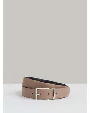 Reiss Dark Stone & Ricky Leather Belt - Gray