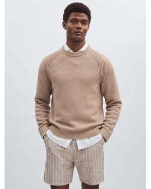 Les Deux Ivory/neutral Stripe Linen-cotton Shorts - Natural