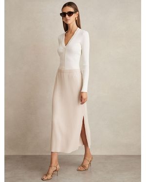 Reiss Midi Skirt - Natural