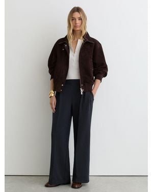 Reiss Remi - Navy Petite Pinstripe Wide-leg Sweatpants, Xl (us 16-18) - Black