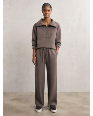 Reiss Laney - Taupe Brown Petite Wide-leg Interlock Drawstring Sweatpants, Xs - Multicolor
