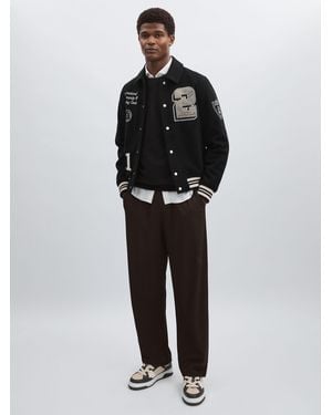 Les Deux Black Wool-blend Varsity Jacket