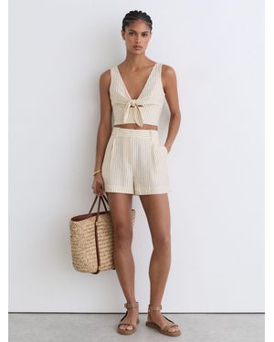 Reiss Cream & Pinstripe Tailored Shorts - Natural