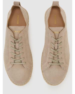 Reiss Suede Espadrille Lace-Up Sneakers - White