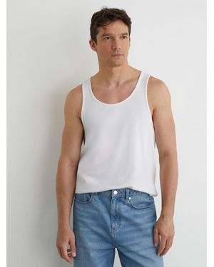Reiss Jaden - White Stretch-cotton Ribbed Vest, M