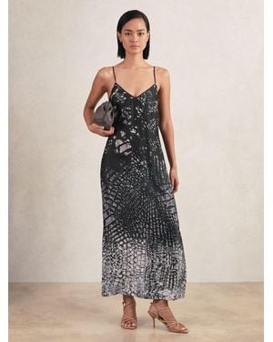 Reiss Printed Maxi Slip Dress - Blue