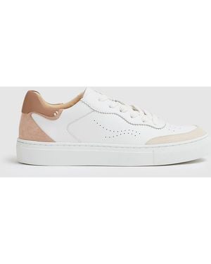 Reiss Amanda Leather Contrast Detail Sneakers - White